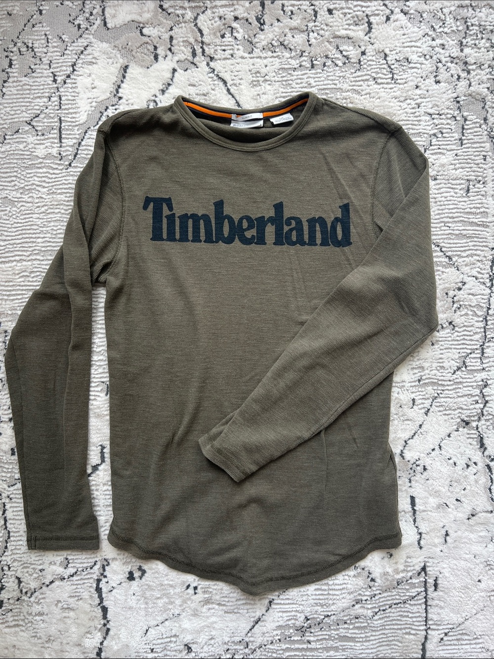 Timberland Olive Green Long Sleeve Crewneck with Navy Logo